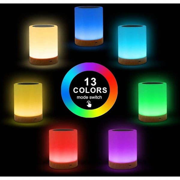 Creative Wood Grain Charging Dæmpbar LED Farverigt Mood Light Touch Shooting Light
