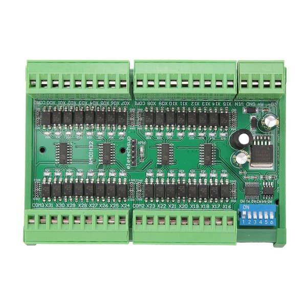 32Ch PNP Isolerad Digital Ingång RS485 Modbus Rtu Controller DC 12V 24V PLC Switch Kvantitetsförvärvskort (med fodral) Grön