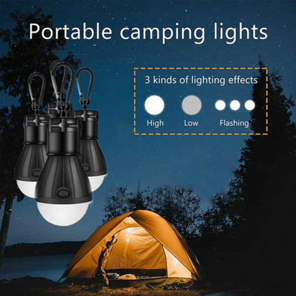 LED-tältlyktalampa, nödljus, batteridriven vattentät bärbar glödlampa för vandring, fiske, camping, hembil