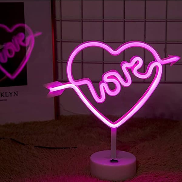 wxsp 1 Stykke Cupidon Rosa LED Neonlys - USB/Batteri Belysning - Stemningslampe til Soverom[ht]