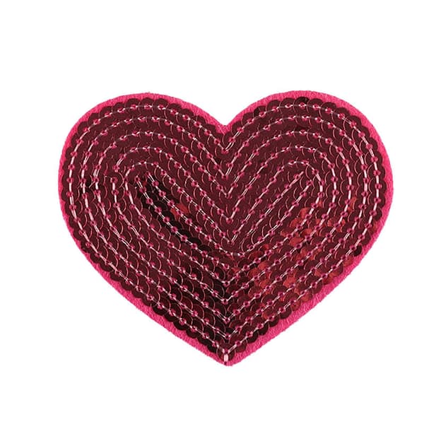 10 stk. hjertepailletter, strygemærker, broderede lapper, hjerteformede strygemærker, pailletlapper til kvinder, rosenrød Rose Red
