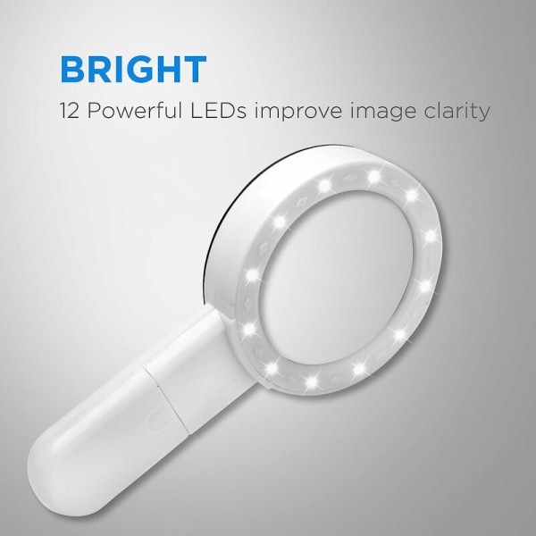 Klassisk ABS-knap 12 LED-bærbar læsning 30 gange med lys High Power Appreciation Magnifier 12 lys