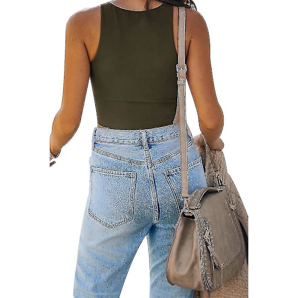 Kvinder ærmeløs vest solide korte tanktops M GREEN