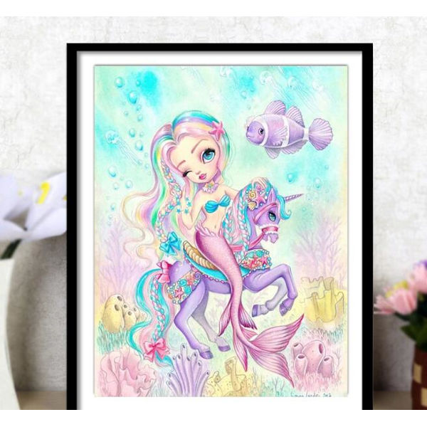 Unicorn Mermaid Diamond (pyöreä timantti 30x40cm)