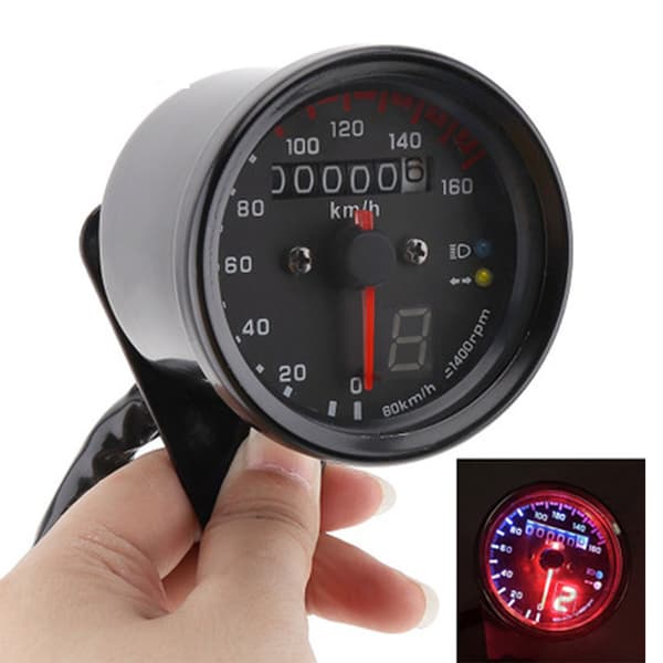 Universal 12V Motorcykel Speedometer med Gear Display LED Baggrundsbelysning