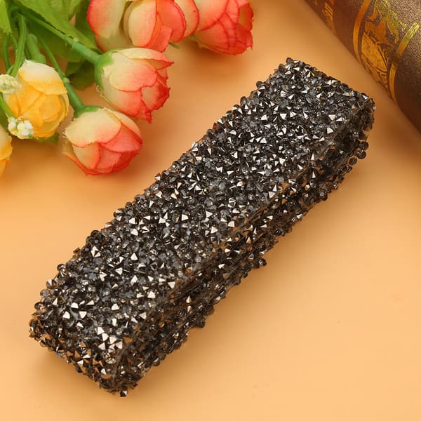 Grå Glitrende Krystall Rhinestone Bånd Dekorasjon 1 Yard 30mm