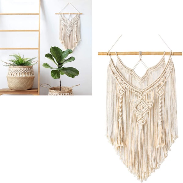 Macrame Vägghängande Chic Drivved Vävd Gobeläng Väggdekor Sovrum Indie Lägenhet Sovrumspresenter Balkongdekoration，