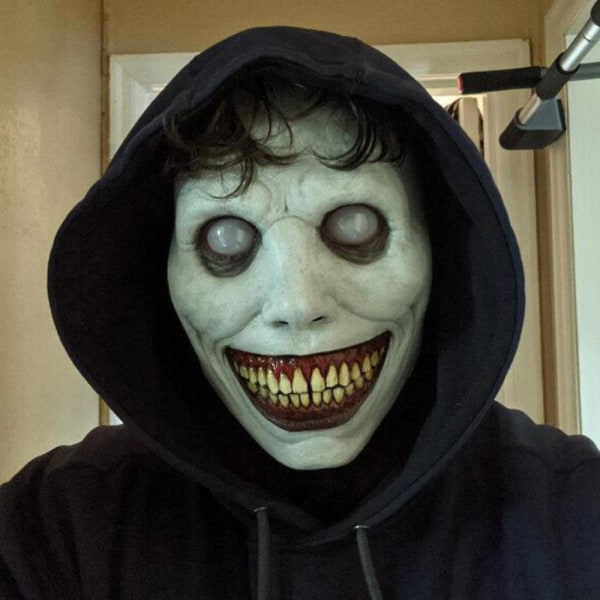 Uhyggelig eksorcist smiley maske Halloween kostyme rekvisitter White