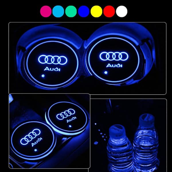 2X Audi-logo Før bundpladen til kopholderen Sølv[ht] Silver one size