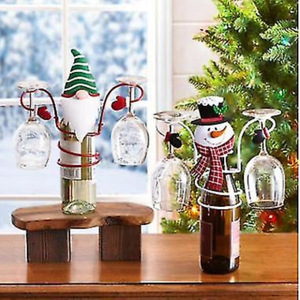 Holiday vinflaske og glassholder Jule kjøkkeninnredning Snowman