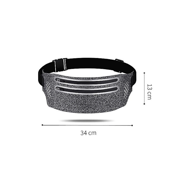 Vattentät slimmad midjeväska Dubbel dragkedja Sport löpartelefon grey