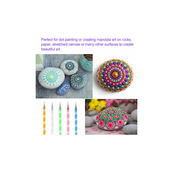 20 stk Malingssjablonger Dotting Stick Kombinasjonsverktøy Mandala Spot Tool DIY Maling Stencil Ball Palett Pensel