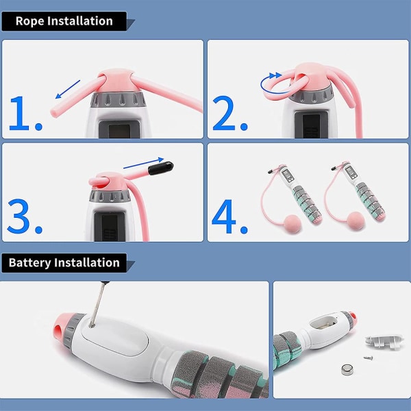 Hopprep med digital disk, sladdlöst hastighetsrep Pink