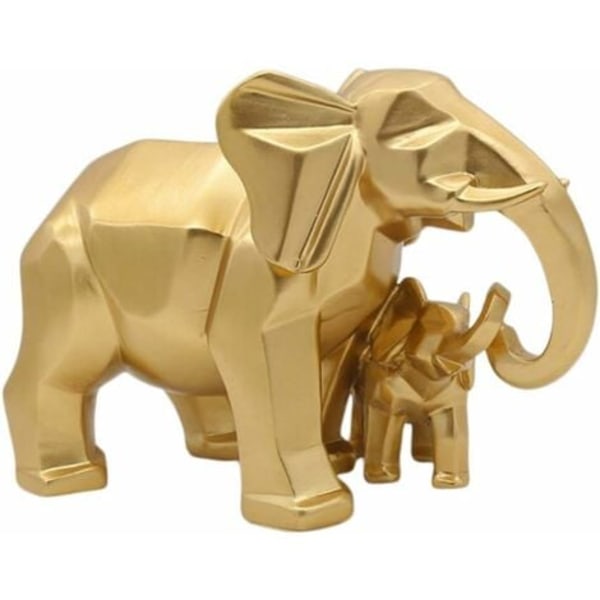 Harpiks elefantfigur Foreldre og barn Dyreskulptur Statue Innredningsartikler Ornamenter Hjemmekontordekorasjon (gull)