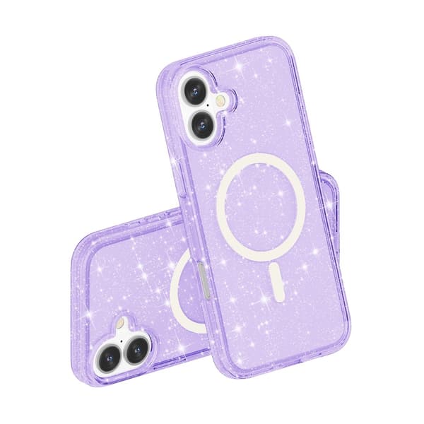 iPhone 17 Deksel MagSafe Hybrid Glitter Lilla 45