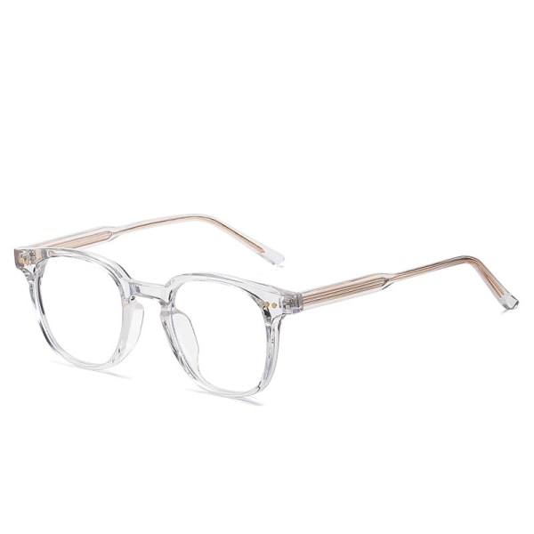 Flate, blå lysblokkerende briller Litterære innfatninger med rispytter med pigger og klare stengler (transparent hvit C5)