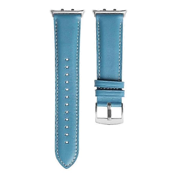 Til Honor Watch 5 Ægte Koskind Læder Urrem Spids Hale Justerbar Håndledsrem - Grå Blue