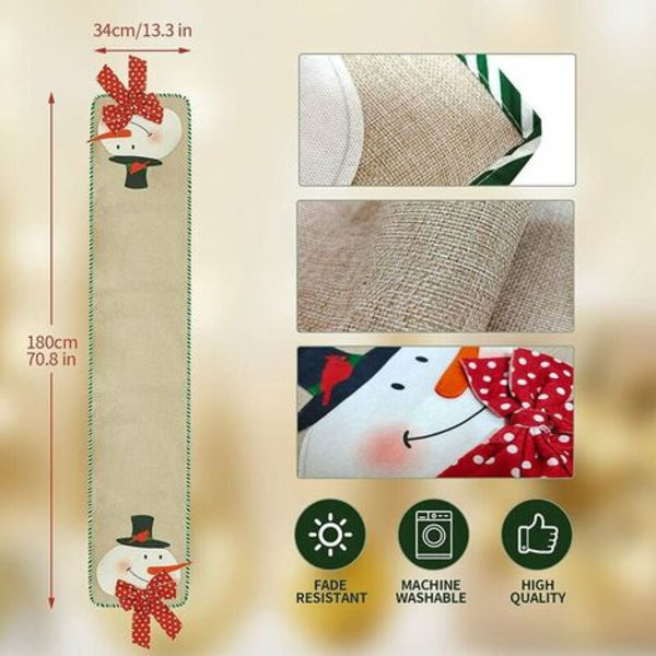 Julbordslöpare, Burlap Snowman Julbordsdekorationer för hem, kök, matsal, bondgård, inomhus, Ou
