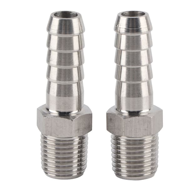 Hurtigkobling i rustfrit stål 2 stk. 1/4 tomme BSPT gevind 10 mm