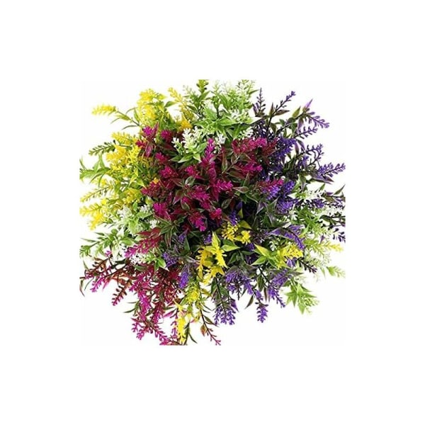 12 farger Bland og match kunstige lavendelbusker Kunstige grønne lavendelblomster UV-bestandige planter,