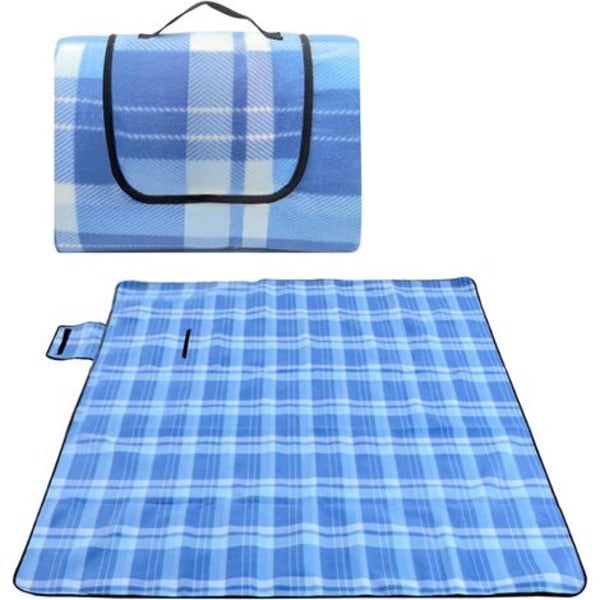 Strandfilt, picknickmatta filt, 200×200 cm stor strandmatta, vattentät hopfällbar filt bestående av tre lager och w