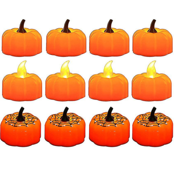 Halloween simulering LED gresskar elektronisk stearinlys A