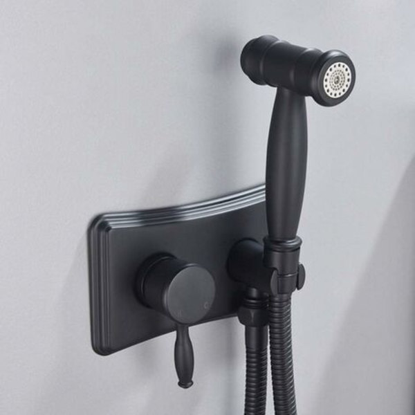 Toilet Bidet Spray, Bidet Bruser Sprøjte Messing Kit Enkeltgreb Vægmonteret Håndbruser Kit Sort WC Brusesæt