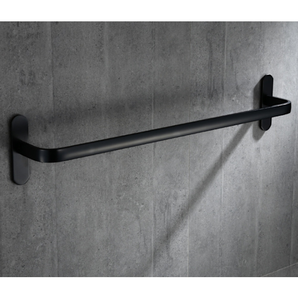 Space Aluminium håndklestang, badehåndklestang, anhengsett for baderom og baderom (enkelt håndklestang - svart maling),
