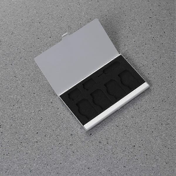 Simkortbeholder Telefonkort Opbevaringsboks Holder til Simkort 9X5.7X0.4CM Silver