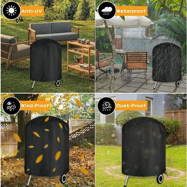 Svart 70x70cm Rund Vattentät Utomhus BBQ Fire Pit Spis Cover Grill Grill Brazier Cover Grill Cover,