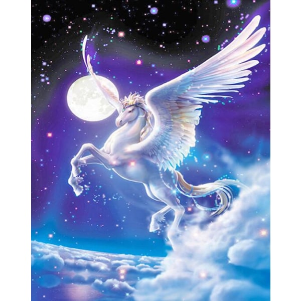 Violetti Pegasus-seinämaalaus diamond painting (40X50 cm)