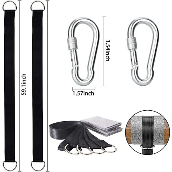 2 x 1,5 meters remmar + 2 hänglås + ett par skyddande flanellväskor Utomhussvingremmar Campinghängmattor,