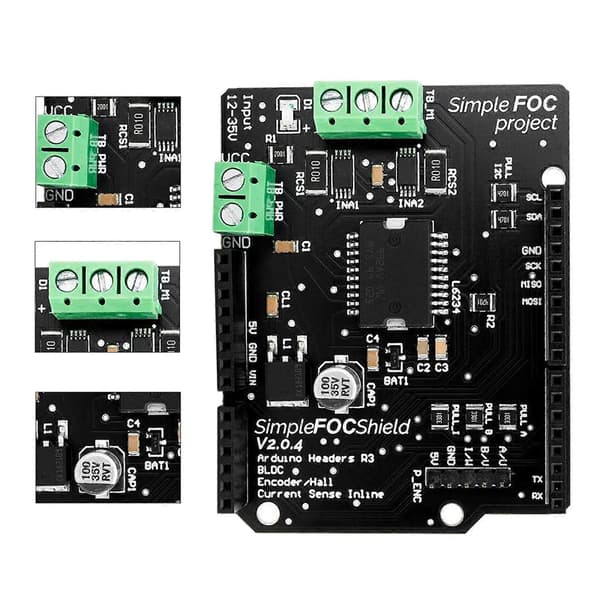 SimpleFOC Shield V2.0.4 FOC BLDC Motor Controller Board til Arduino Servo NYTT SETT