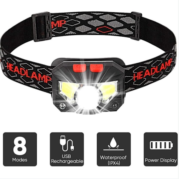 Ny LED Induktion Rödljus Fiske Strålkastare Mini USB Inbyggt batteri Multifunktionell Ljus COB Strong Beam Strålkastare,
