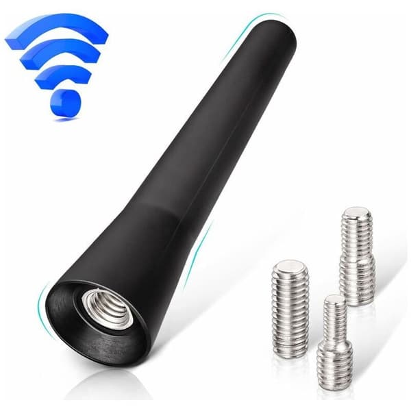 Debuns – Kort 6,5 cm bilantenne – Kraftig FM/DAB-mottak – Vanntett rustfritt stål – Enkel installasjon med M4/M5/M6-adaptere