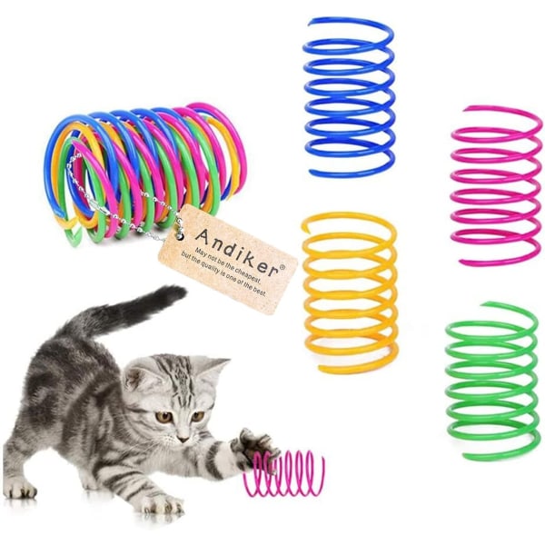 Spring Cat Legetøj, 12 stykker kreativt kattelegetøj til at dræbe tid og forblive sund Interaktivt kattelegetøj Holdbart og stærkt