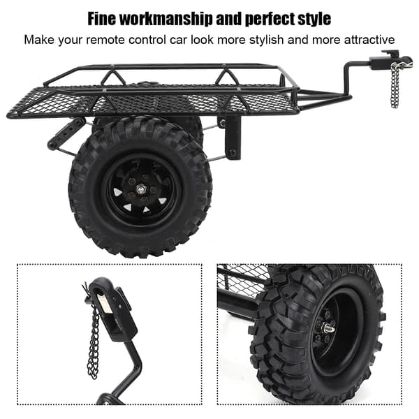 RC Spandtrailer til TRX4 D90 SCX10 CC01 1/10 Skala DIY Dele Sort