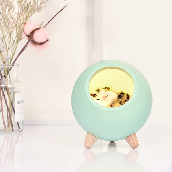 Söt nattlampa för katt, USB laddningslampa i sovrummet, nattlampa för sömn, liten LED-nattlampa för husdjur. -Grön,