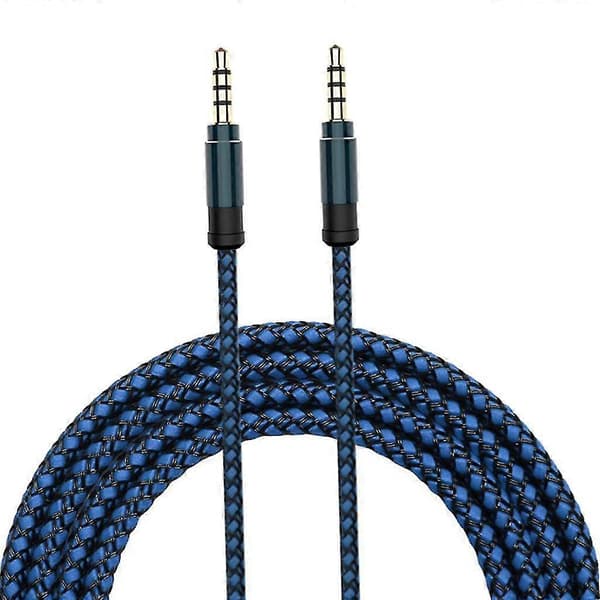 3,5 mm lydkabel han til han 1,5 m blåt nylonflettet Aux-kabel til bilstereo