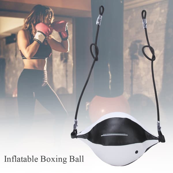 Oppustelig dobbelt endepunchingbold Speed Rebound Ball Boksetræningsudstyr Sort Hvid
