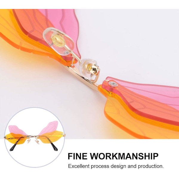 Glass Dragonfly Wings Kamuflasjedrakt Morsomme briller (øvre rosa og nedre gul)
