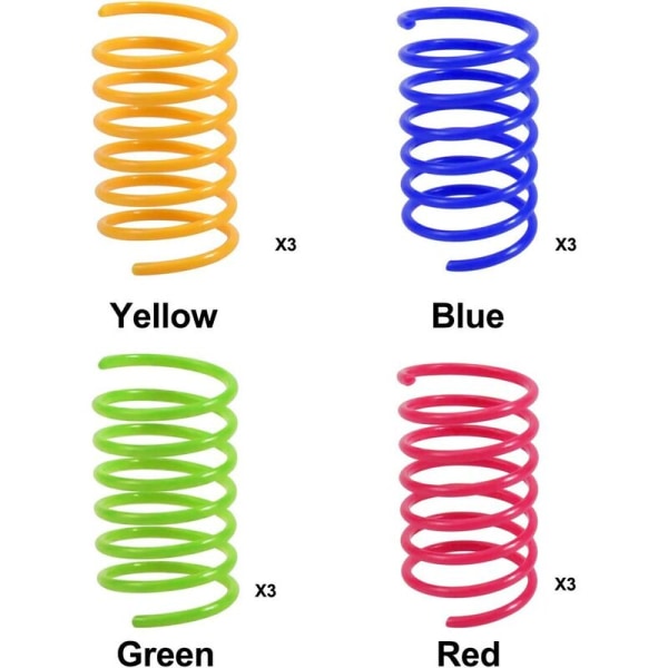 12 stykker farverigt fjeder kattelegetøj, interaktivt kattelegetøj, slidstærkt interaktivt plastikspiralfjedrelegetøj, kattelegetøjsnyhed