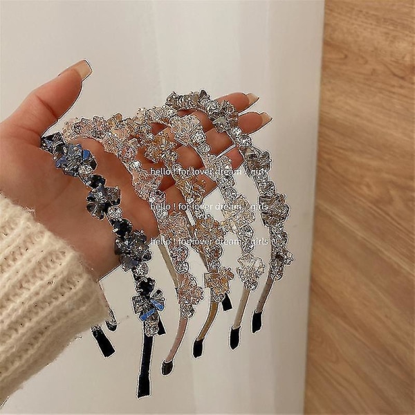 Krystal pandebånd Kvinder Dekorativt Rhinestone Hårbånd Kvarts Hår Tiara Princess Beads Pandebånd Blå