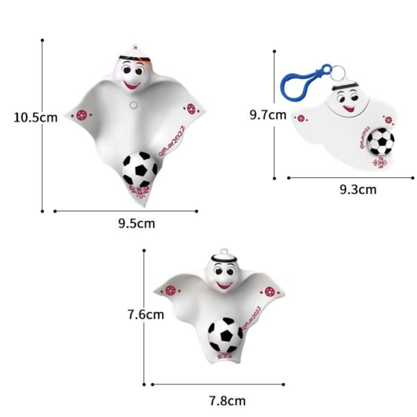 3-delad set av den nya lysande Qatar World Cup maskot fotboll docka hängsmycke nyckelring,