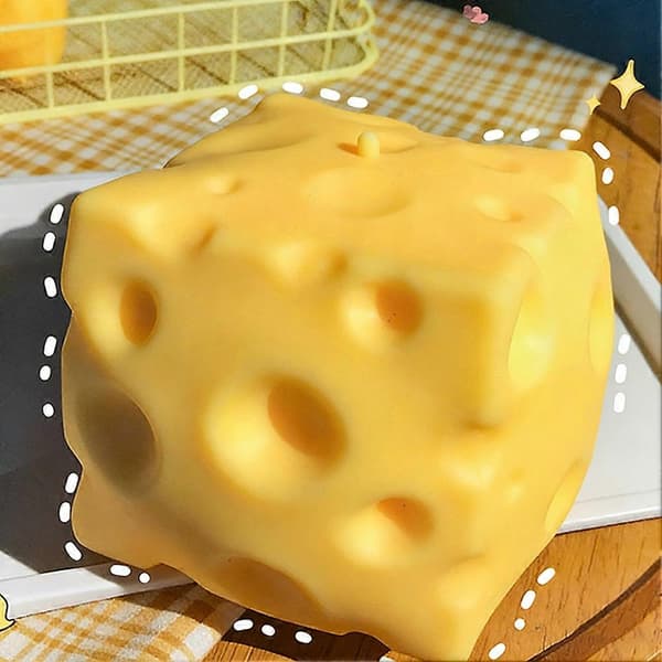 3D gul ost Squishy Slow Rising, Squishy Squeeze osteblok, blødt nyheds legetøj, stress