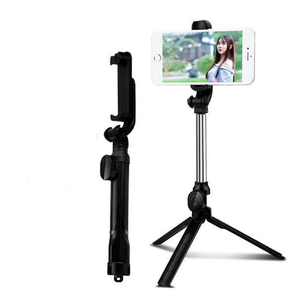Teleskooppinen bluetooth selfie stick stativ matkapuhelin Black