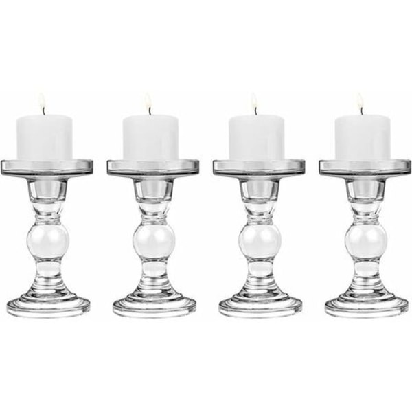 PCS lasiset kynttilänjalat, (8 * 8,5 * 14 cm) kynttilänjalka pyöreällä pohjalla, vakaa kartiomainen kynttilänjalka, moderni pöytä