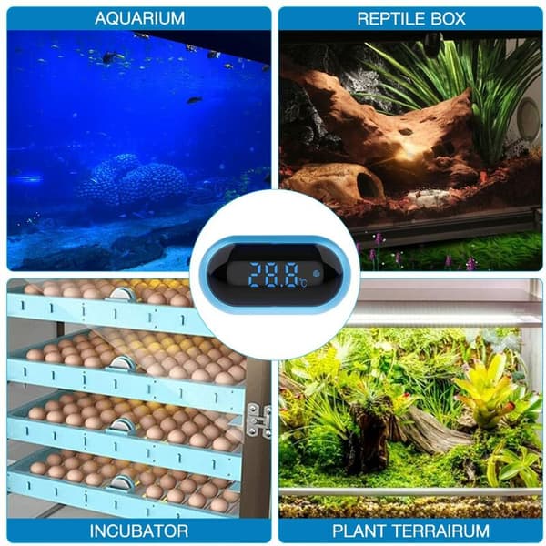 Akvarietermometer, Digitalt vandtermometer til akvarium, LED-displaytermometer til akvarium, terrarium og vivarium