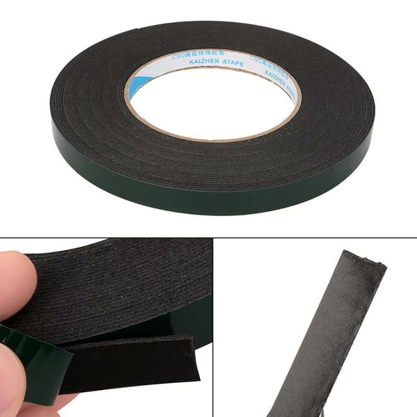Superstærk vandtæt dobbeltsidet skumtape - 10m, sort farve