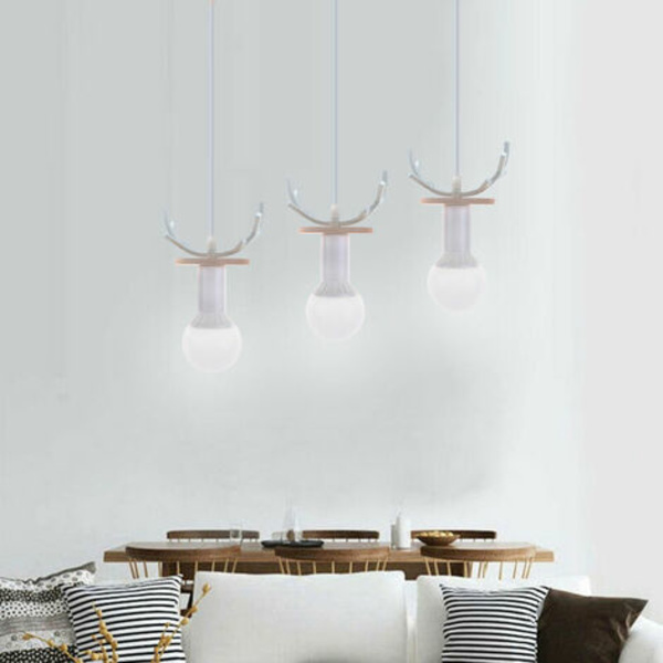 Ljuskrona Pendelbelysning Justerbar Pendellampa Modern Antler E27 Vardagsrum Sovrum, Vit - Vit